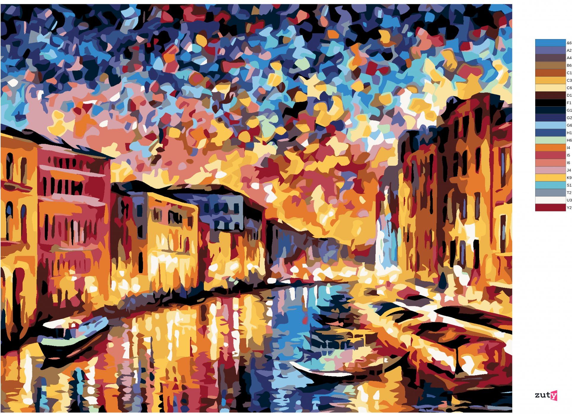zuty Malování podle čísel - PLAVBA BENÁTKAMI - Rozměr: 40x50 cm, Rámování: Varianta: bez rámu a bez vypnutí plátna - obrázek 6