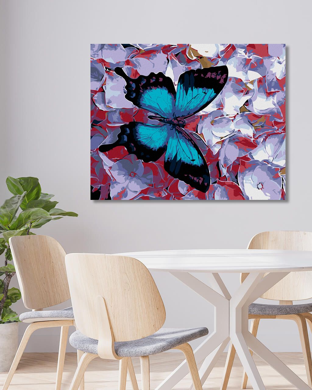zuty Malování podle čísel - MODRÝ MOTÝL A KVÍTKA - Rozměr: 40x50 cm, Rámování: Varianta: bez rámu a bez vypnutí plátna - obrázek 9