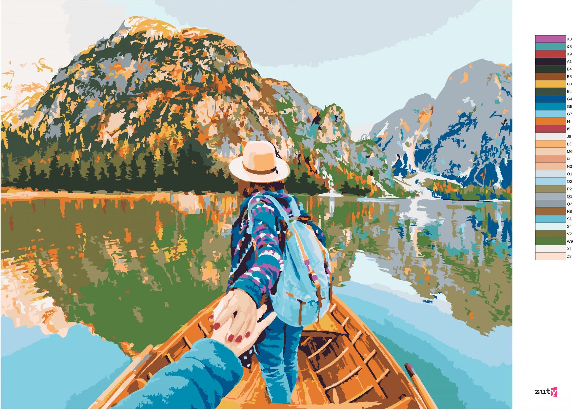 zuty Malování podle čísel - ŽENA NA LOĎCE - Rozměr: 40x50 cm, Rámování: Varianta: vypnuté plátno na rám - obrázek 3