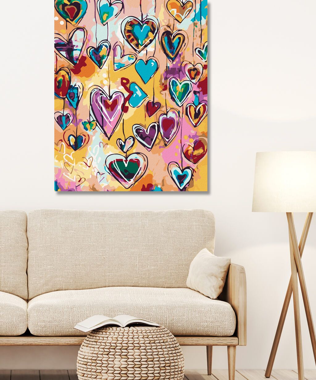 zuty Malování podle čísel - BAREVNÁ SRDÍČKA - Rozměr: 40x50 cm, Rámování: Varianta: vypnuté plátno na rám - obrázek 4