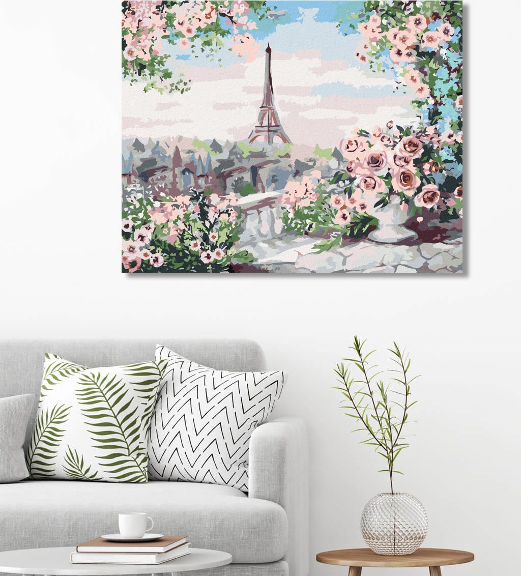 zuty Malování podle čísel - EIFFELOVA VĚŽ Z BALKÓNU - Rozměr: 40x50 cm, Rámování: Varianta: vypnuté plátno na rám - obrázek 5