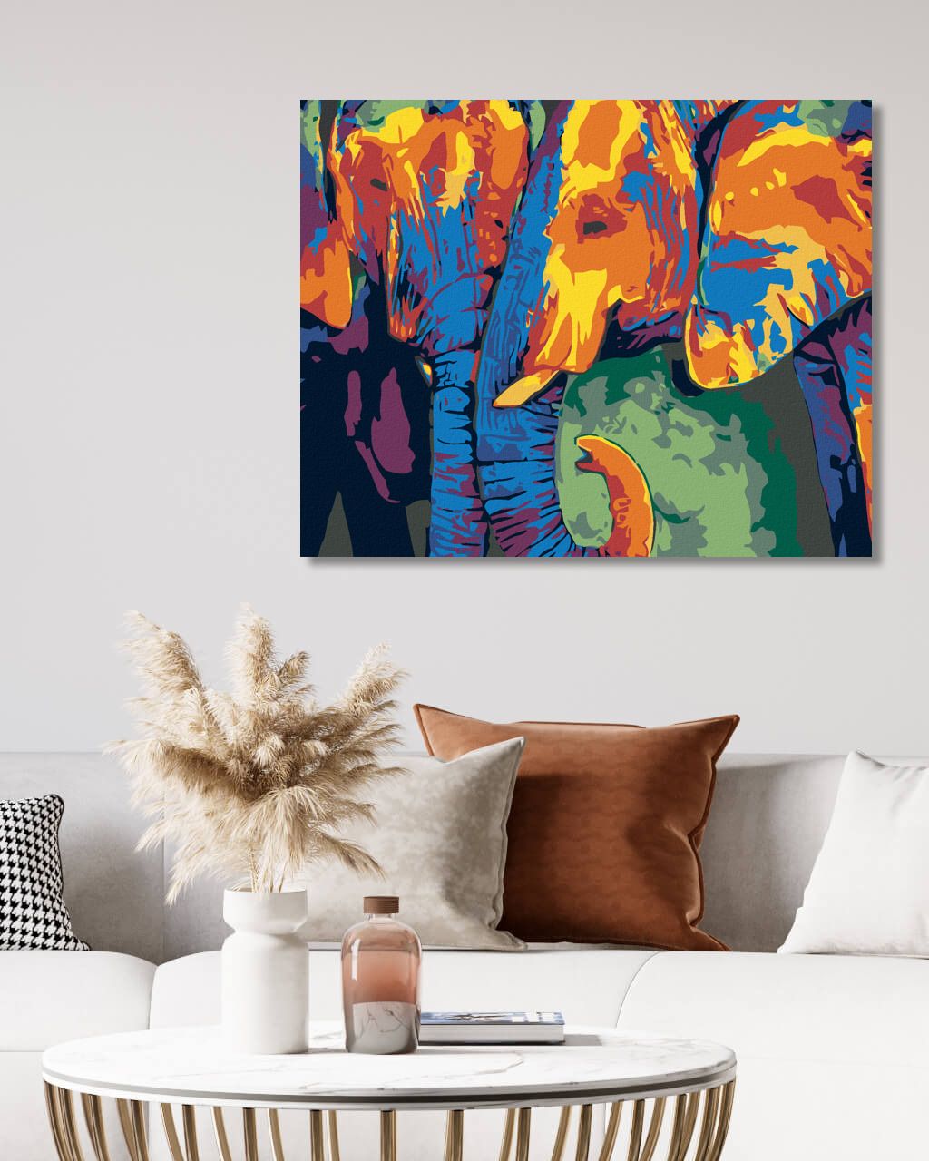 zuty Malování podle čísel - BAREVNÝ SLONÍ PÁR - Rozměr: 40x50 cm, Rámování: Varianta: vypnuté plátno na rám - obrázek 6
