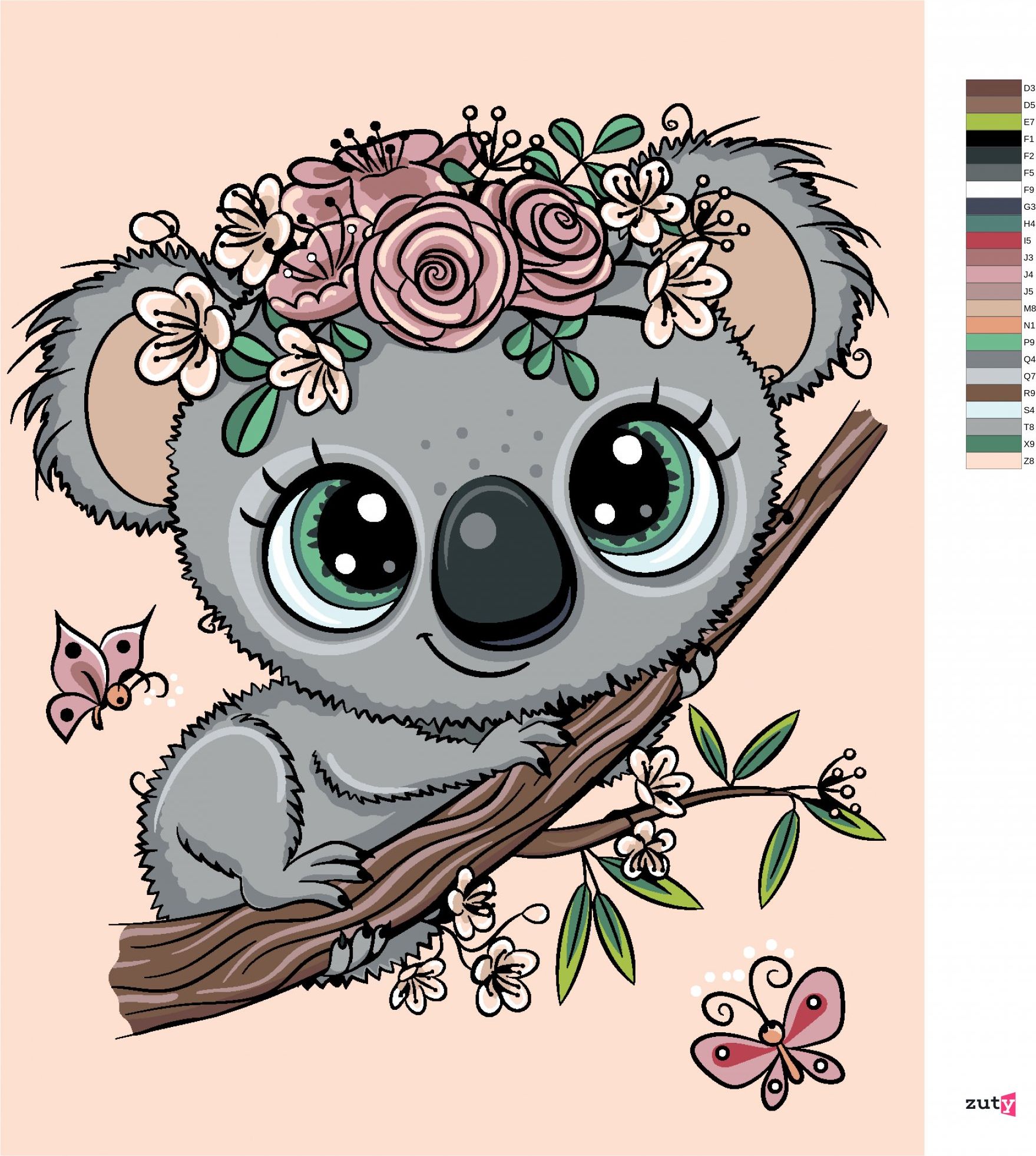 zuty Malování podle čísel - ROZTOMILÁ KOALA NA VĚTVI - Rozměr: 40x50 cm, Rámování: Varianta: vypnuté plátno na rám - obrázek 7