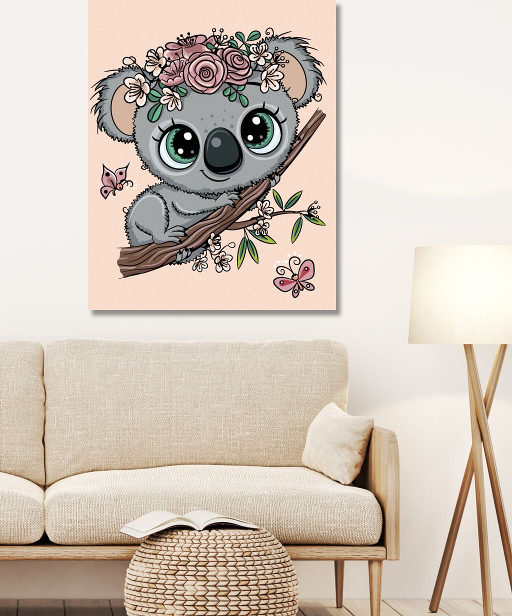 zuty Malování podle čísel - ROZTOMILÁ KOALA NA VĚTVI - Rozměr: 40x50 cm, Rámování: Varianta: vypnuté plátno na rám - obrázek 8