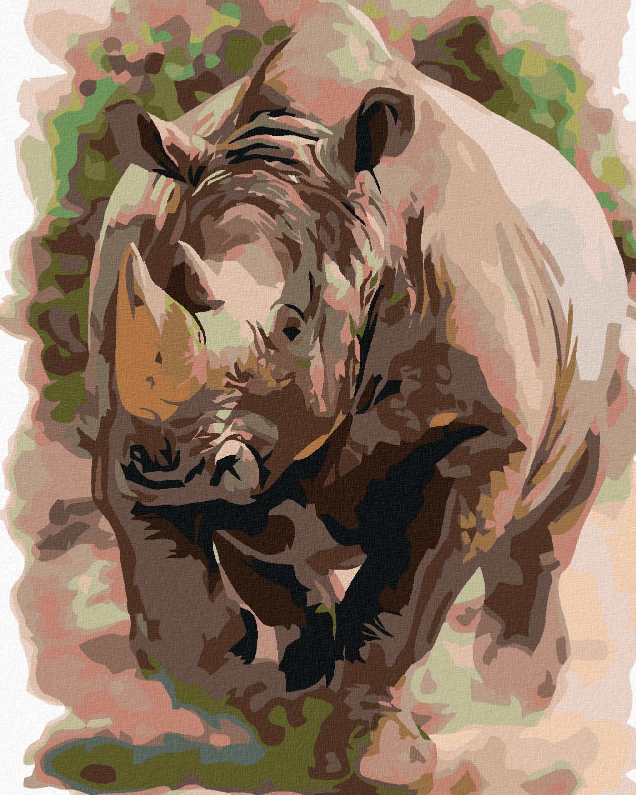 zuty Malování podle čísel - NOSOROŽEC - Rozměr: 40x50 cm, Rámování: Varianta: vypnuté plátno na rám - obrázek 2