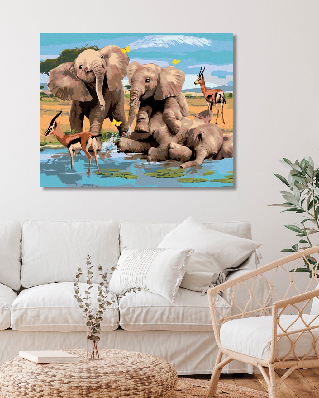 zuty Malování podle čísel - VESELÍ SLONI A GAZELY U VODY (HOWARD ROBINSON) - Rozměr: 40x50 cm, Rámování: Varianta: bez rámu a bez vypnutí plátna - obrázek 9