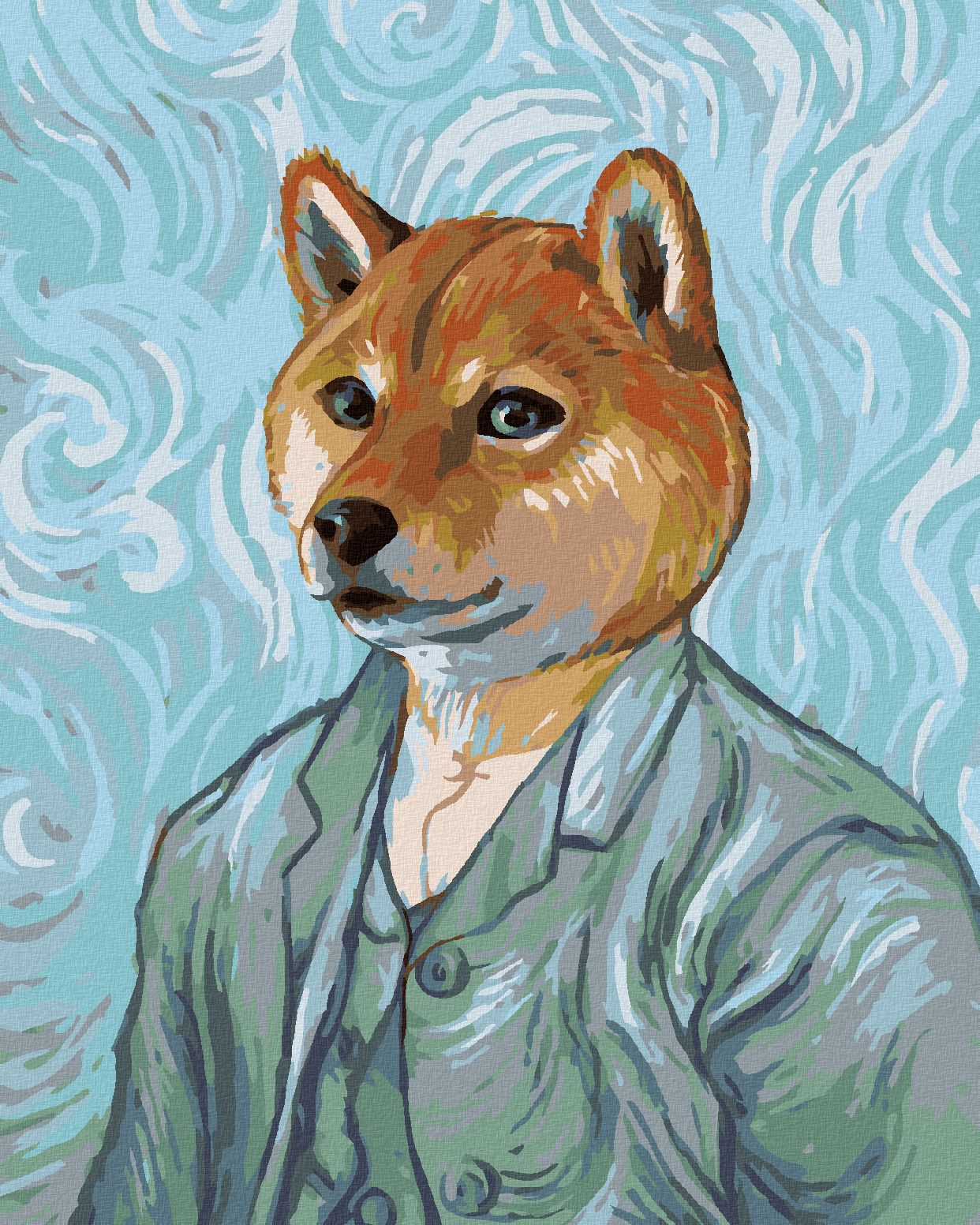 zuty Malování podle čísel - VINCENT VAN GOGH S PSÍ HLAVOU - Rozměr: 40x50 cm, Rámování: Varianta: bez rámu a bez vypnutí plátna - obrázek 1