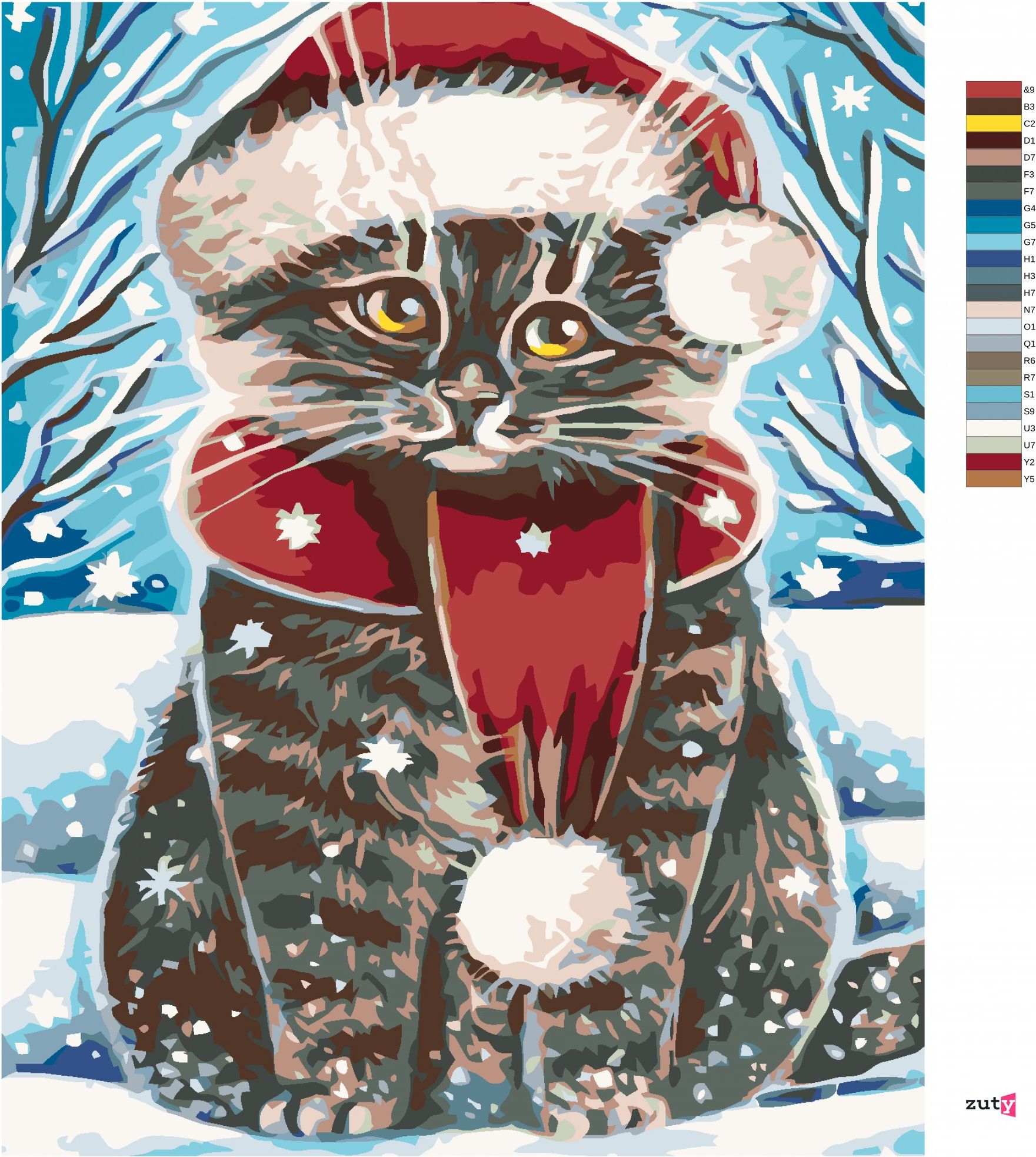 zuty Malování podle čísel - VÁNOČNÍ KOCOUREK - Rozměr: 40x50 cm, Rámování: Varianta: bez rámu a bez vypnutí plátna - obrázek 9