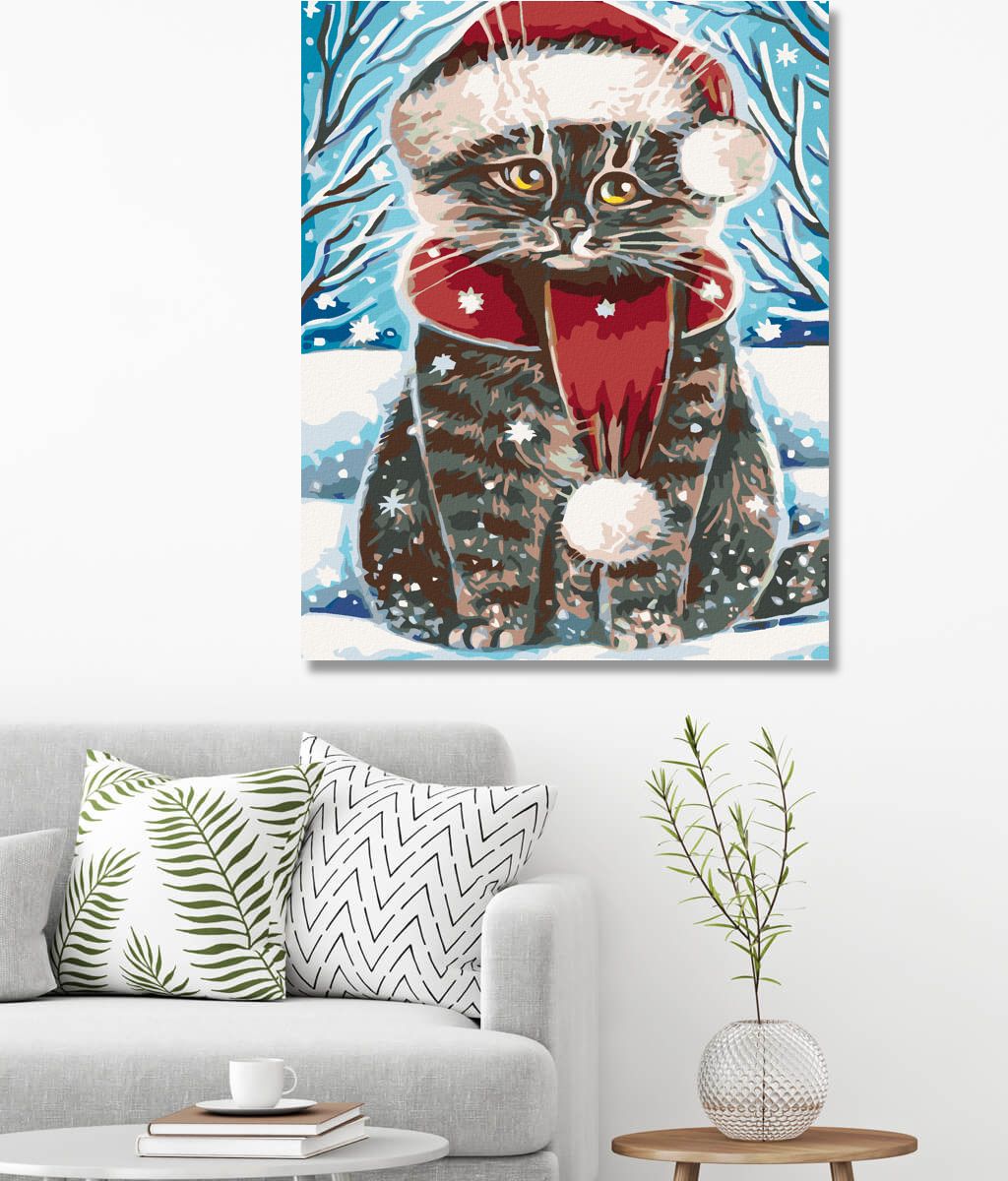 zuty Malování podle čísel - VÁNOČNÍ KOCOUREK - Rozměr: 40x50 cm, Rámování: Varianta: vypnuté plátno na rám - obrázek 4