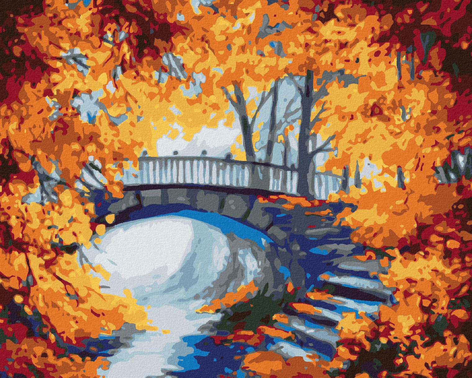 zuty Malování podle čísel - SCHODY V PODZIMNÍM LESE - Rozměr: 40x50 cm, Rámování: Varianta: vypnuté plátno na rám - obrázek 1