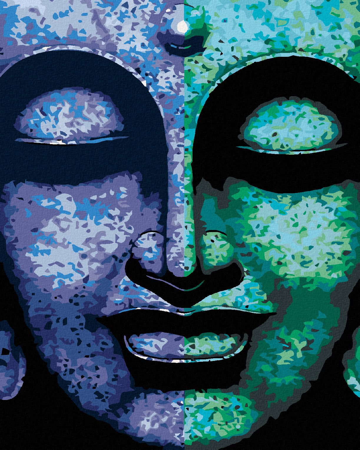 zuty Malování podle čísel - DVOUBAREVNÝ BUDDHA - Rozměr: 40x50 cm, Rámování: Varianta: vypnuté plátno na rám - obrázek 1