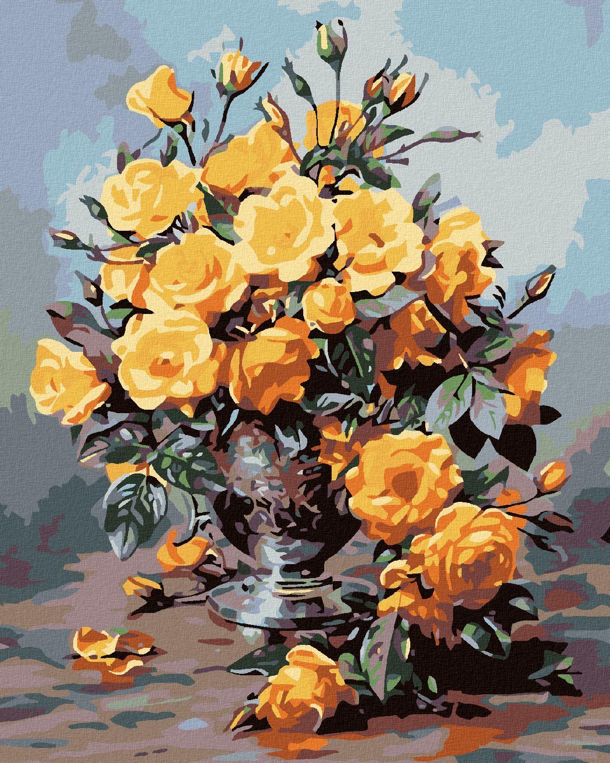 zuty Malování podle čísel - ŽLUTÉ RŮŽE - Rozměr: 40x50 cm, Rámování: Varianta: bez rámu a bez vypnutí plátna - obrázek 1