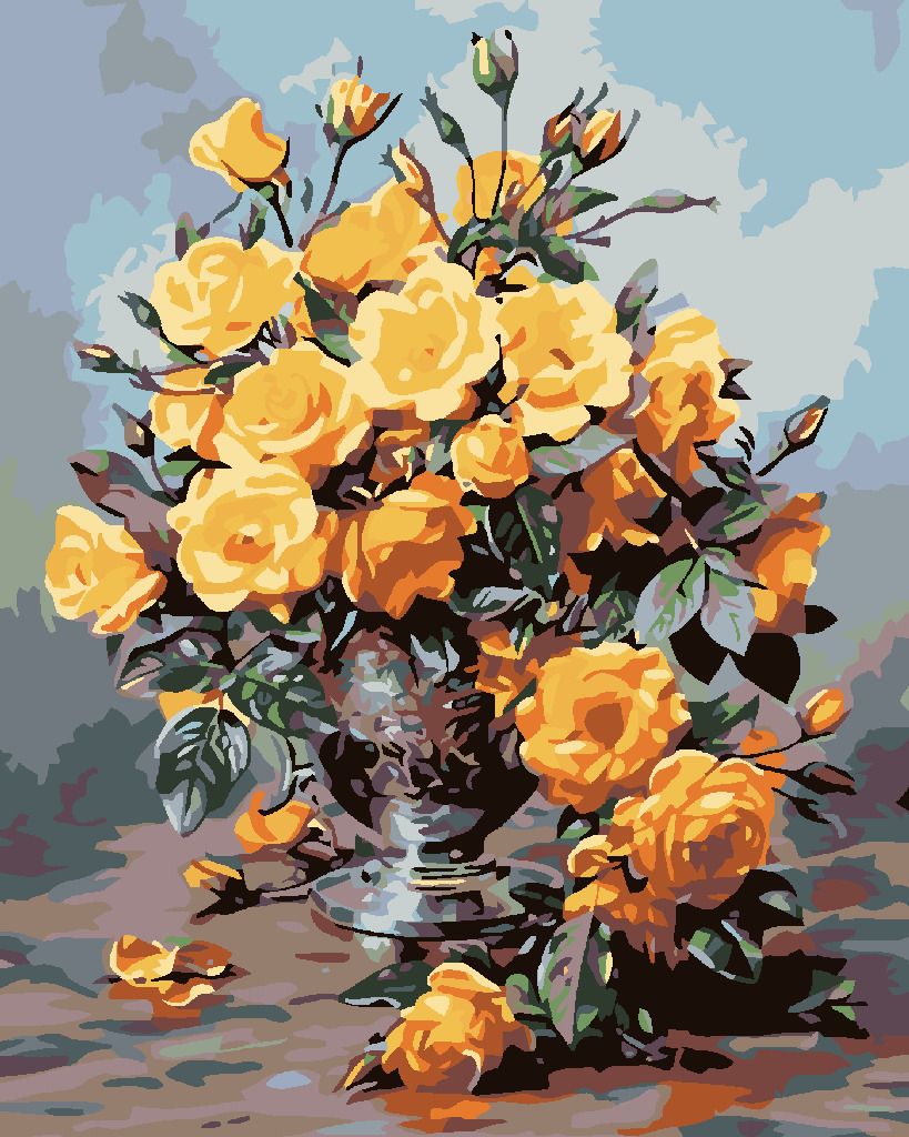 zuty Malování podle čísel - ŽLUTÉ RŮŽE - Rozměr: 40x50 cm, Rámování: Varianta: bez rámu a bez vypnutí plátna - obrázek 5