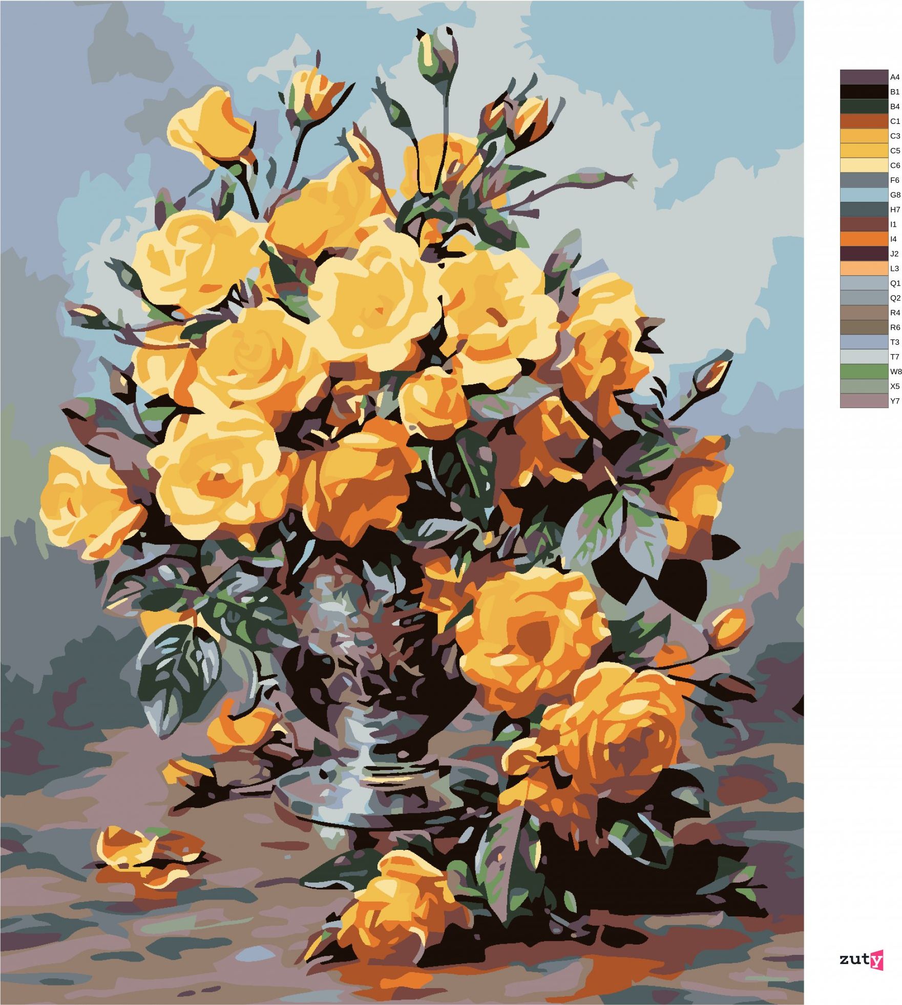 zuty Malování podle čísel - ŽLUTÉ RŮŽE - Rozměr: 40x50 cm, Rámování: Varianta: bez rámu a bez vypnutí plátna - obrázek 8