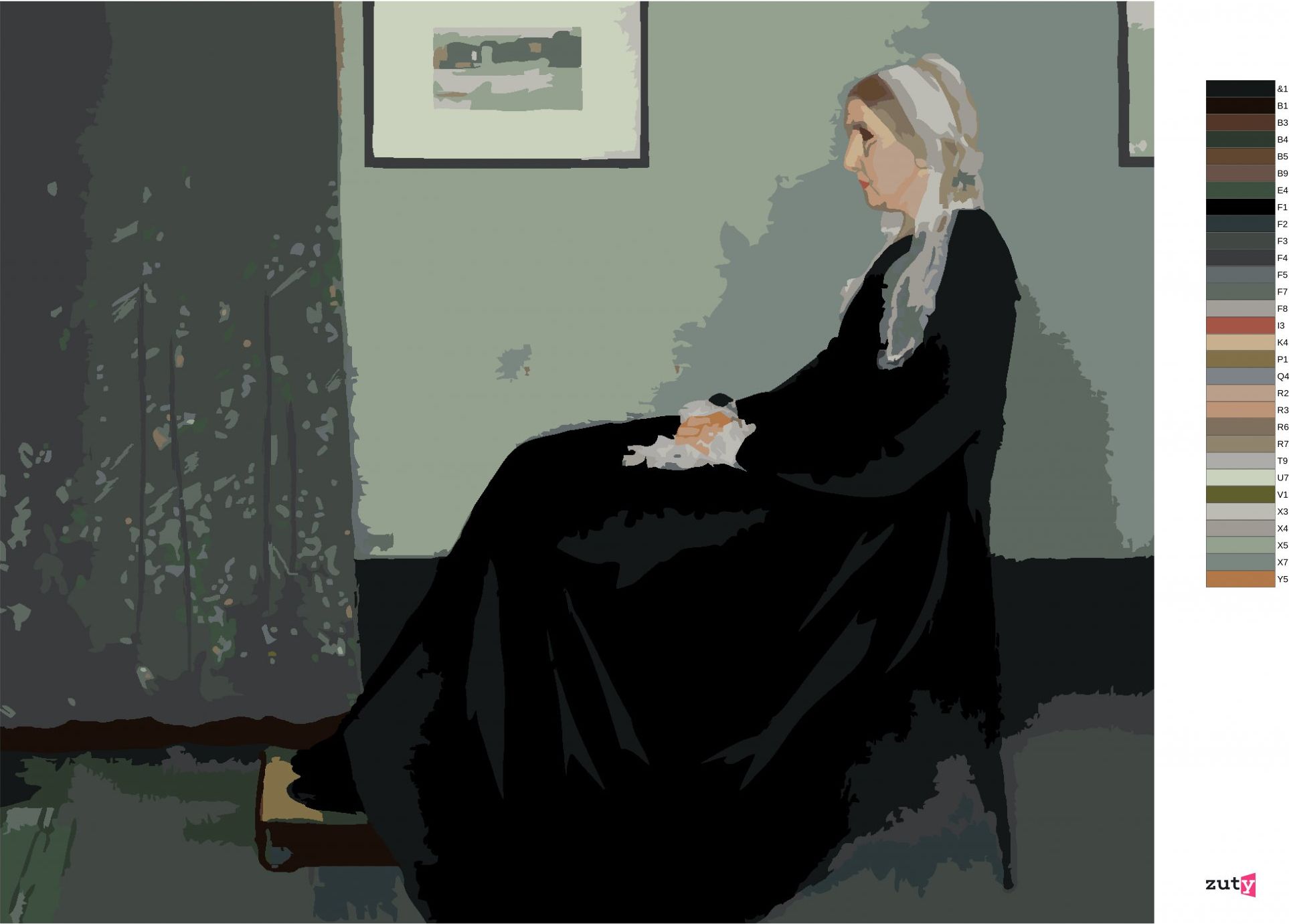 zuty Malování podle čísel - WHISTLEROVA MATKA (J. MCNEILL WHISTLER) - Rozměr: 40x50 cm, Rámování: Varianta: bez rámu a bez vypnutí plátna - obrázek 4