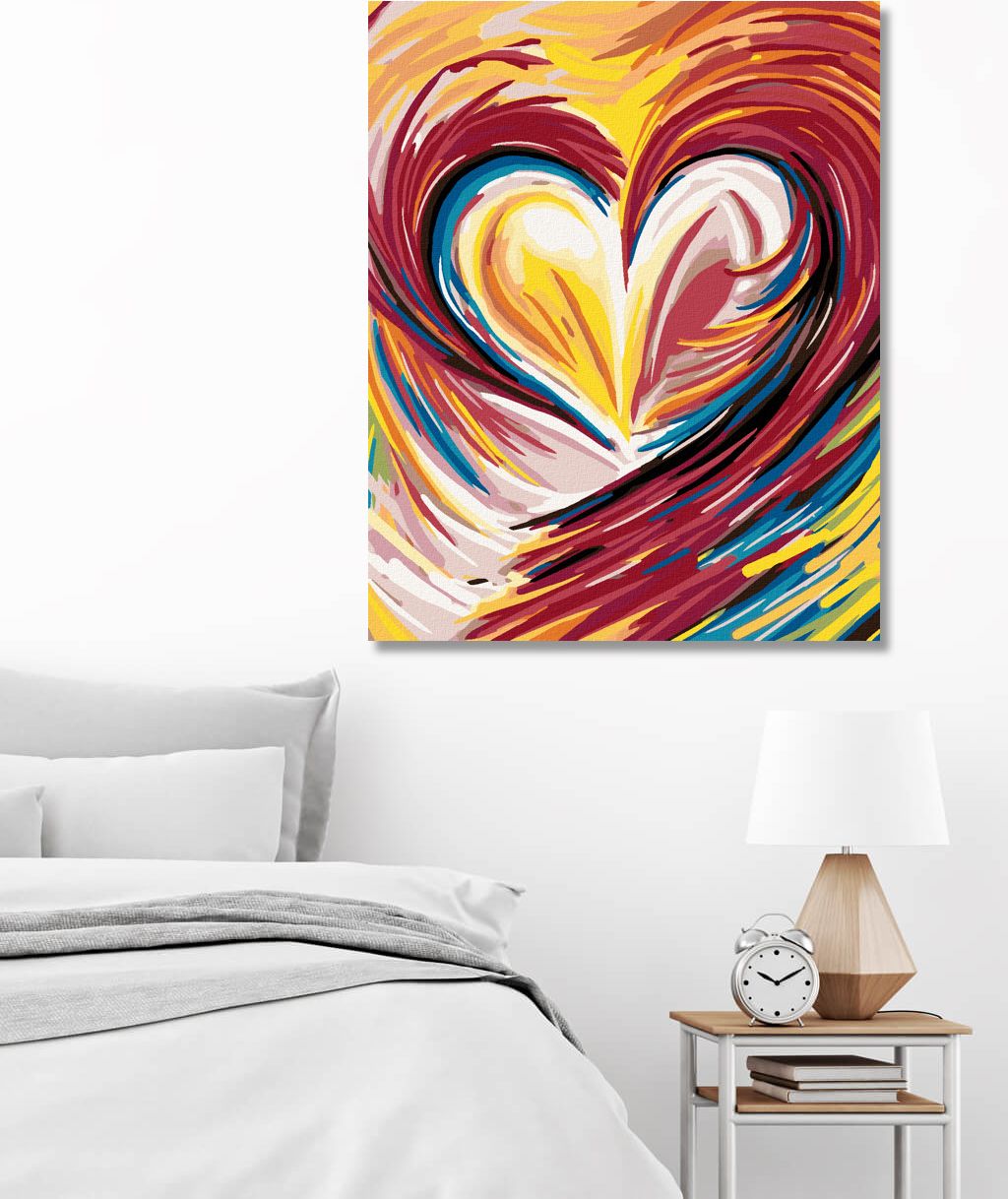 zuty Malování podle čísel - DUHOVÉ MALOVANÉ SRDCE - Rozměr: 40x50 cm, Rámování: Varianta: vypnuté plátno na rám - obrázek 3