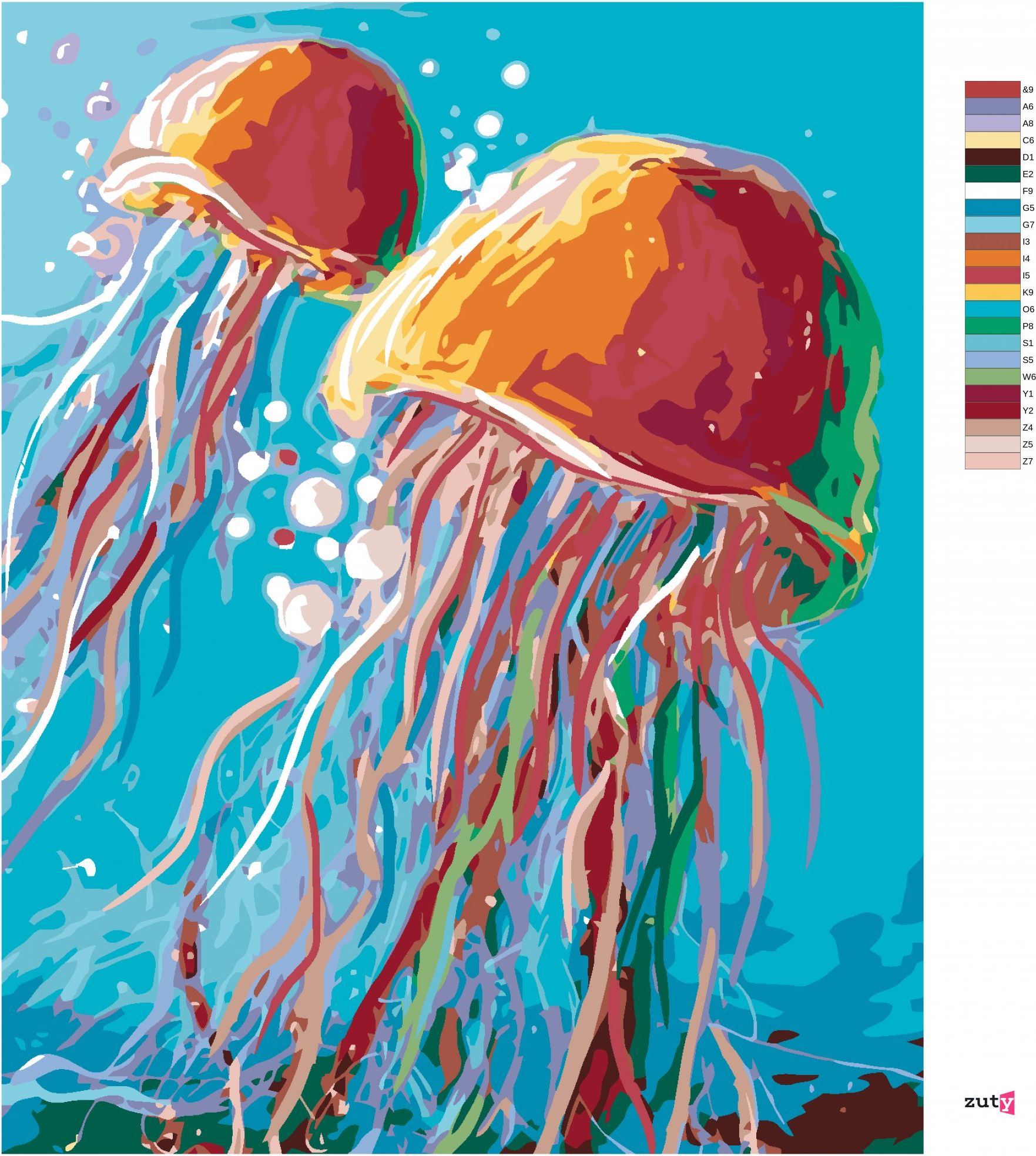 zuty Malování podle čísel - MEDŮZY - Rozměr: 40x50 cm, Rámování: Varianta: bez rámu a bez vypnutí plátna - obrázek 6
