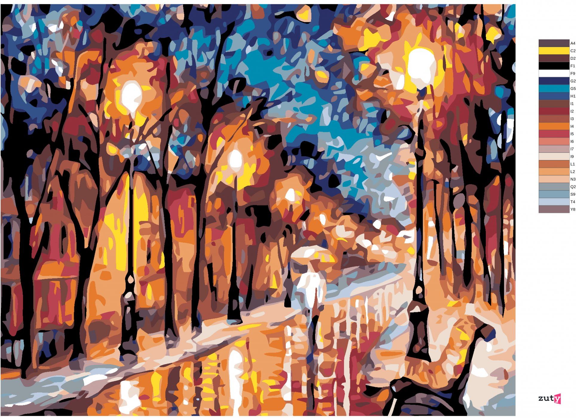 zuty Malování podle čísel - VEČERNÍ ULICE - Rozměr: 40x50 cm, Rámování: Varianta: vypnuté plátno na rám - obrázek 4