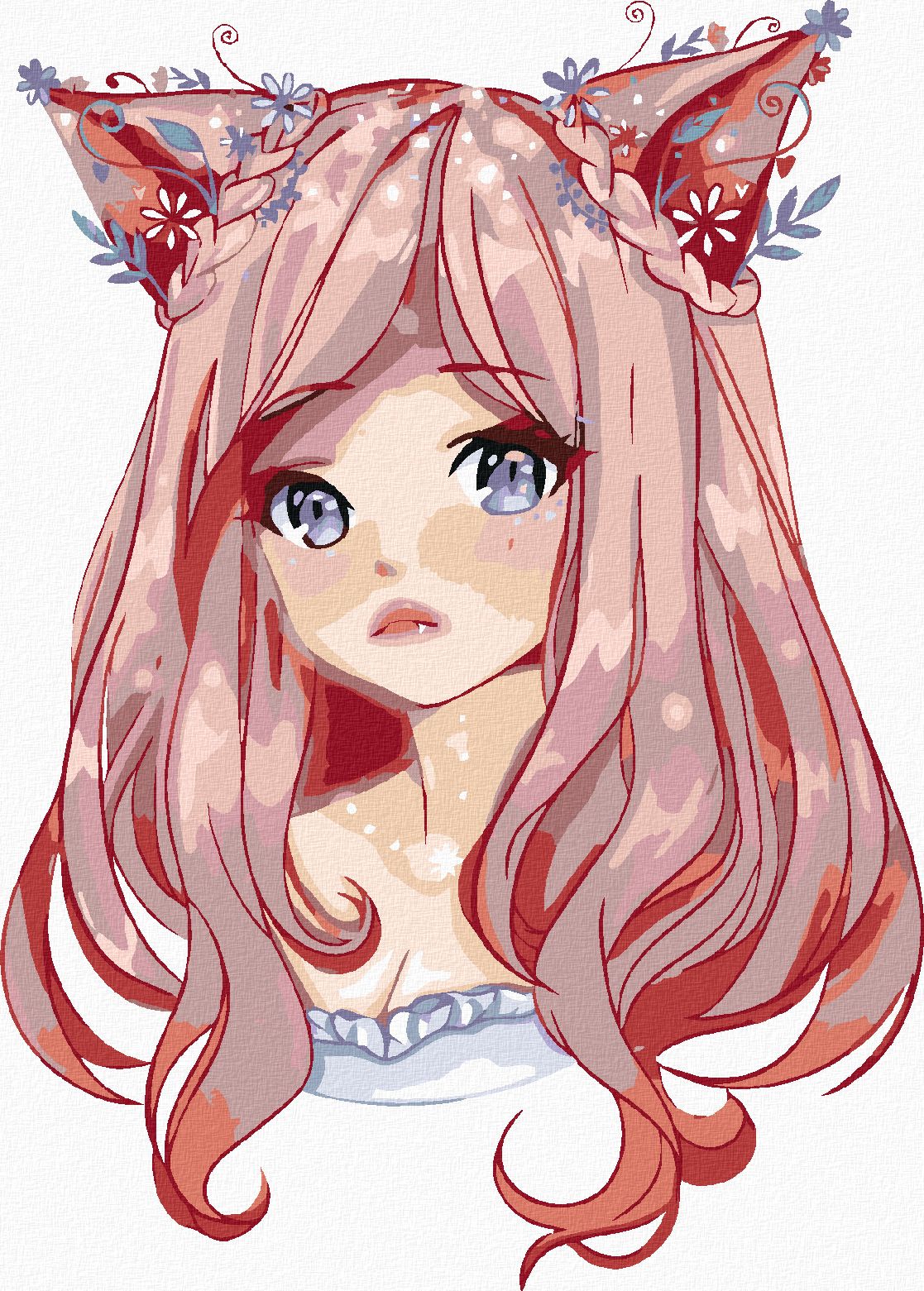 zuty Malování podle čísel - ANIME DÍVKA S RŮŽOVÝMI VLASY - Rozměr: 40x50 cm, Rámování: Varianta: vypnuté plátno na rám - obrázek 1