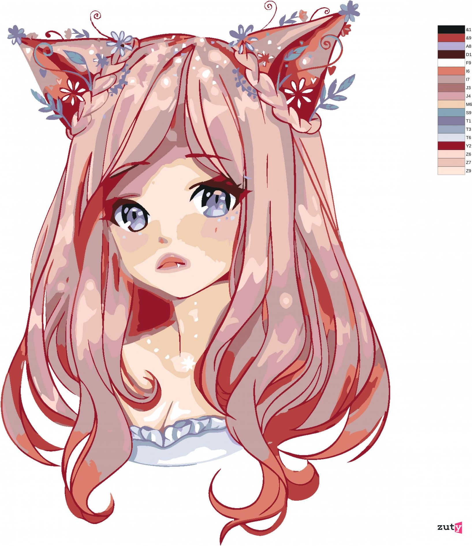 zuty Malování podle čísel - ANIME DÍVKA S RŮŽOVÝMI VLASY - Rozměr: 40x50 cm, Rámování: Varianta: vypnuté plátno na rám - obrázek 10