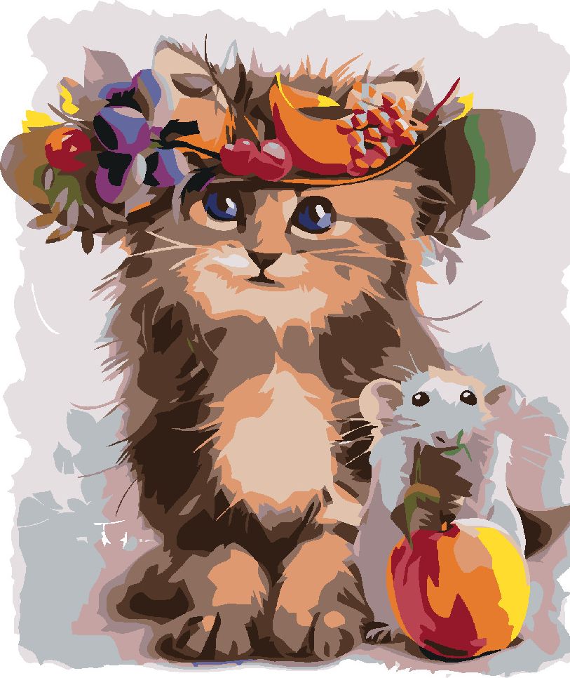 zuty Malování podle čísel - JAKO KOČKA A MYŠ - Rozměr: 40x50 cm, Rámování: Varianta: bez rámu a bez vypnutí plátna - obrázek 3