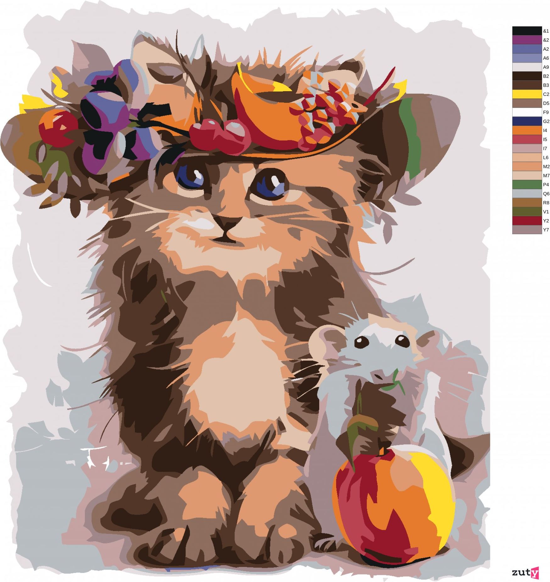 zuty Malování podle čísel - JAKO KOČKA A MYŠ - Rozměr: 40x50 cm, Rámování: Varianta: bez rámu a bez vypnutí plátna - obrázek 4