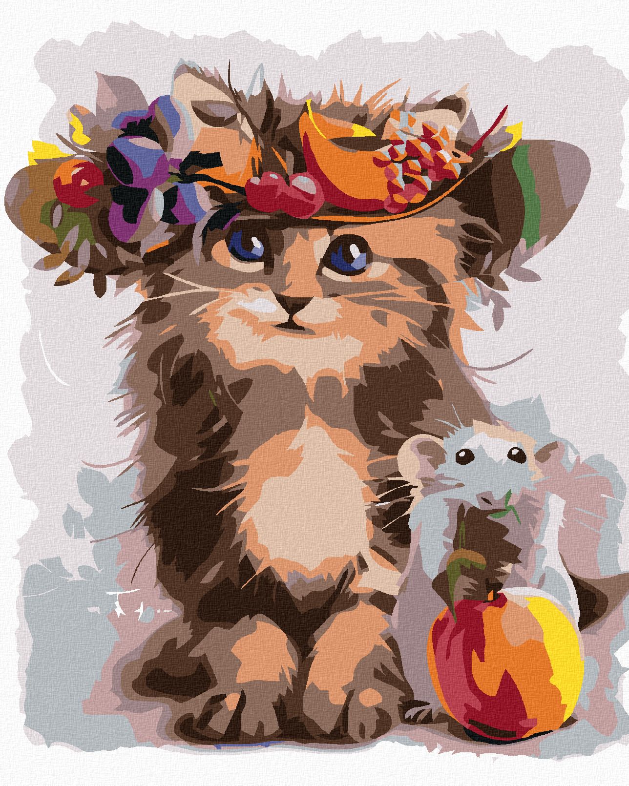 zuty Malování podle čísel - JAKO KOČKA A MYŠ - Rozměr: 40x50 cm, Rámování: Varianta: vypnuté plátno na rám - obrázek 1