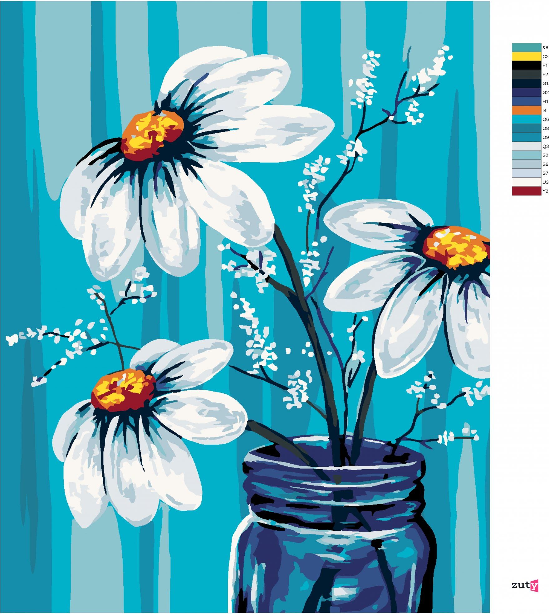 zuty Malování podle čísel - KOPRETINY VE SKLENICI - Rozměr: 40x50 cm, Rámování: Varianta: vypnuté plátno na rám - obrázek 12