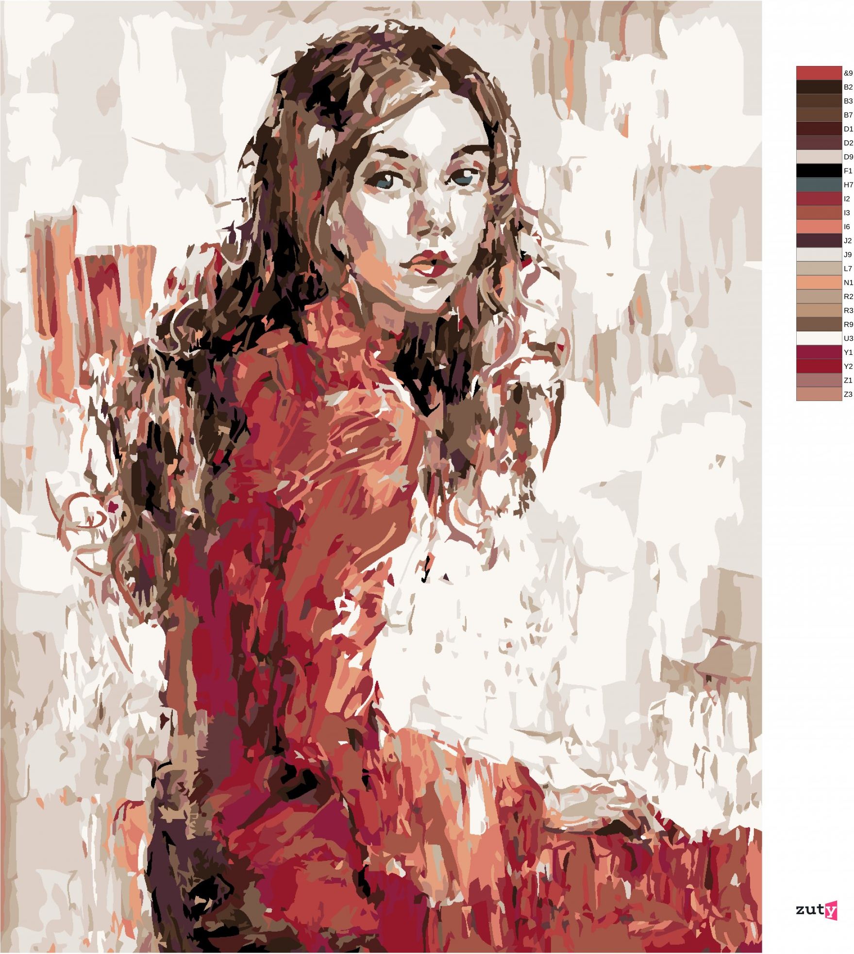 zuty Malování podle čísel - MLADÁ ŽENA V ČERVENÝCH ŠATECH - Rozměr: 40x50 cm, Rámování: Varianta: bez rámu a bez vypnutí plátna - obrázek 2