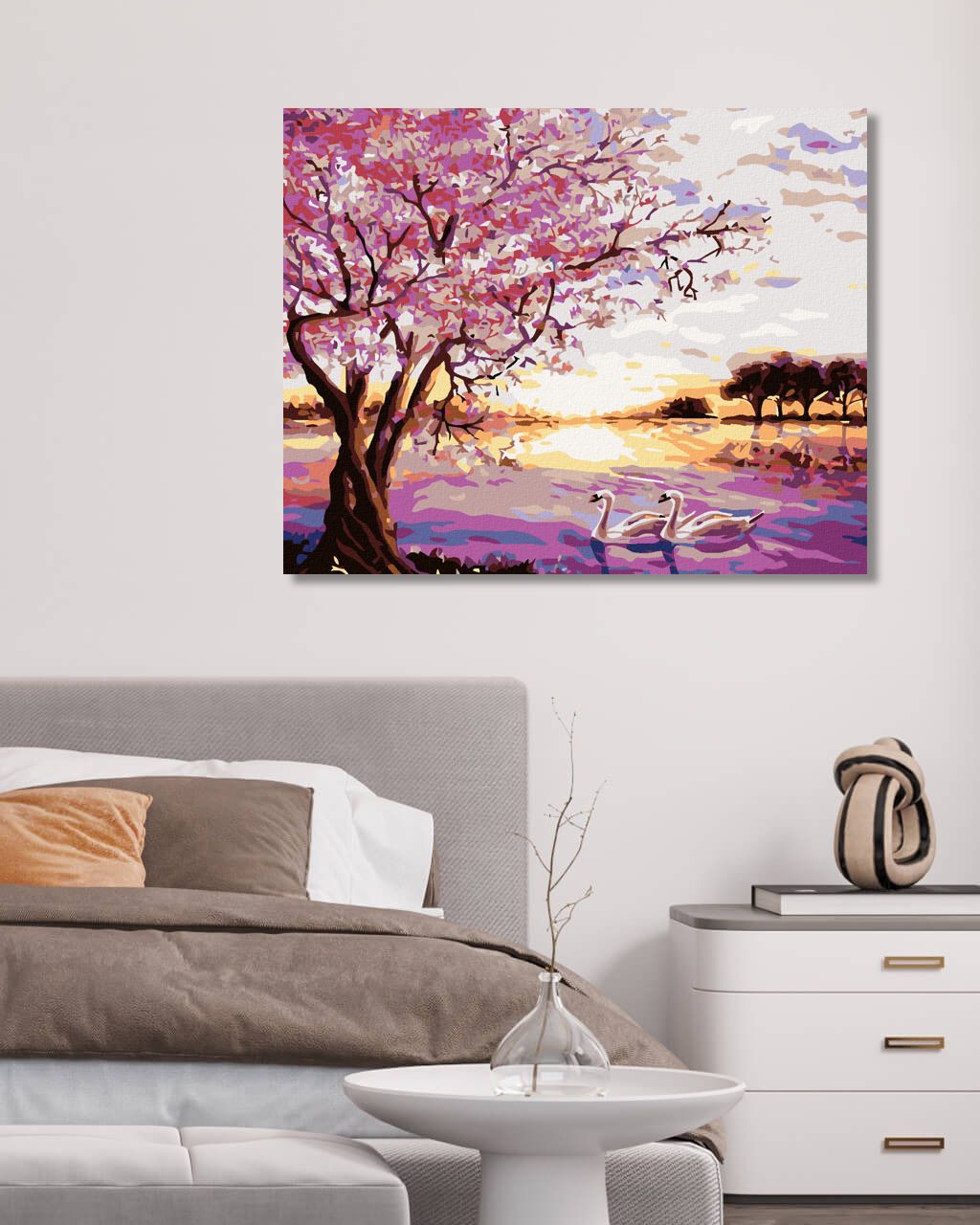 zuty Malování podle čísel - LABUTĚ - Rozměr: 40x50 cm, Rámování: Varianta: bez rámu a bez vypnutí plátna - obrázek 6