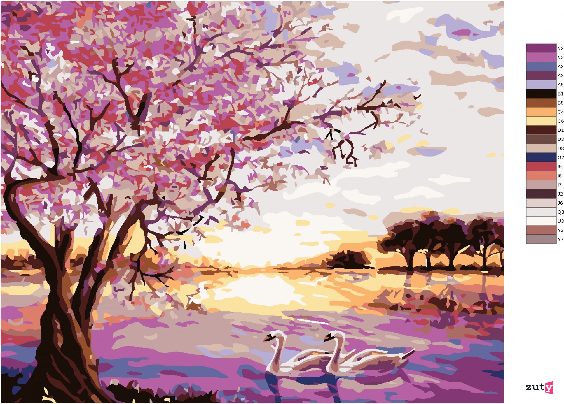 zuty Malování podle čísel - LABUTĚ - Rozměr: 40x50 cm, Rámování: Varianta: bez rámu a bez vypnutí plátna - obrázek 10