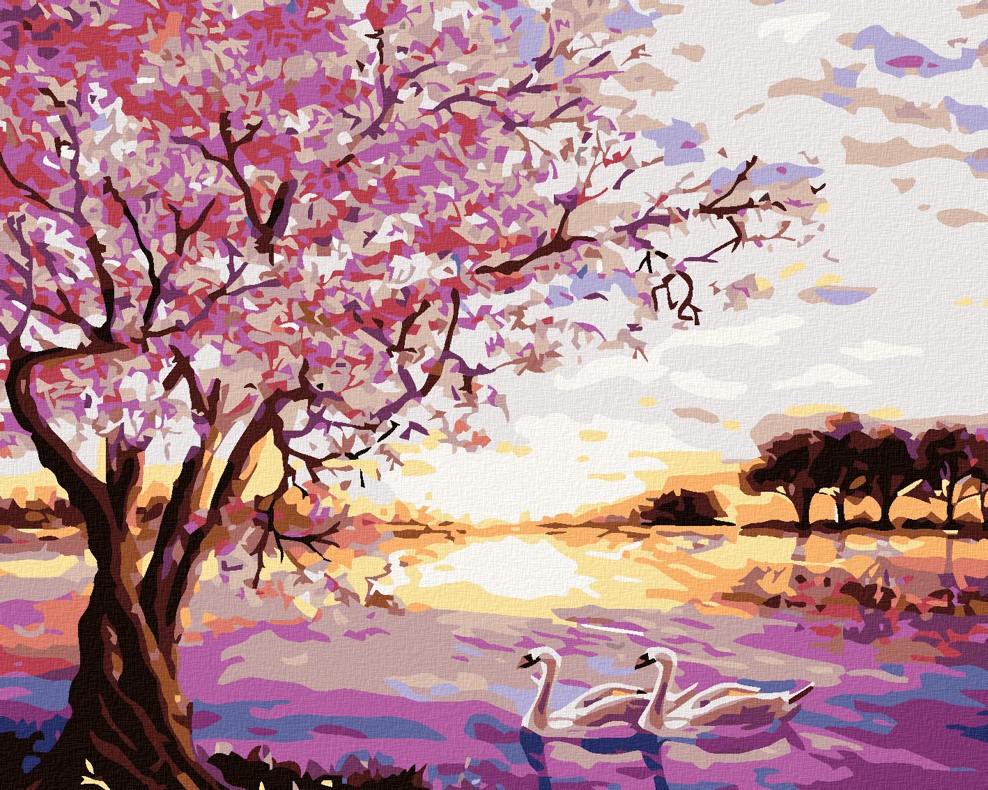 zuty Malování podle čísel - LABUTĚ - Rozměr: 40x50 cm, Rámování: Varianta: vypnuté plátno na rám - obrázek 1