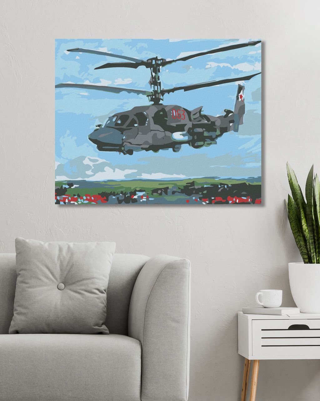 zuty Malování podle čísel - VOJENSKÝ VRTULNÍK - Rozměr: 40x50 cm, Rámování: Varianta: vypnuté plátno na rám - obrázek 3