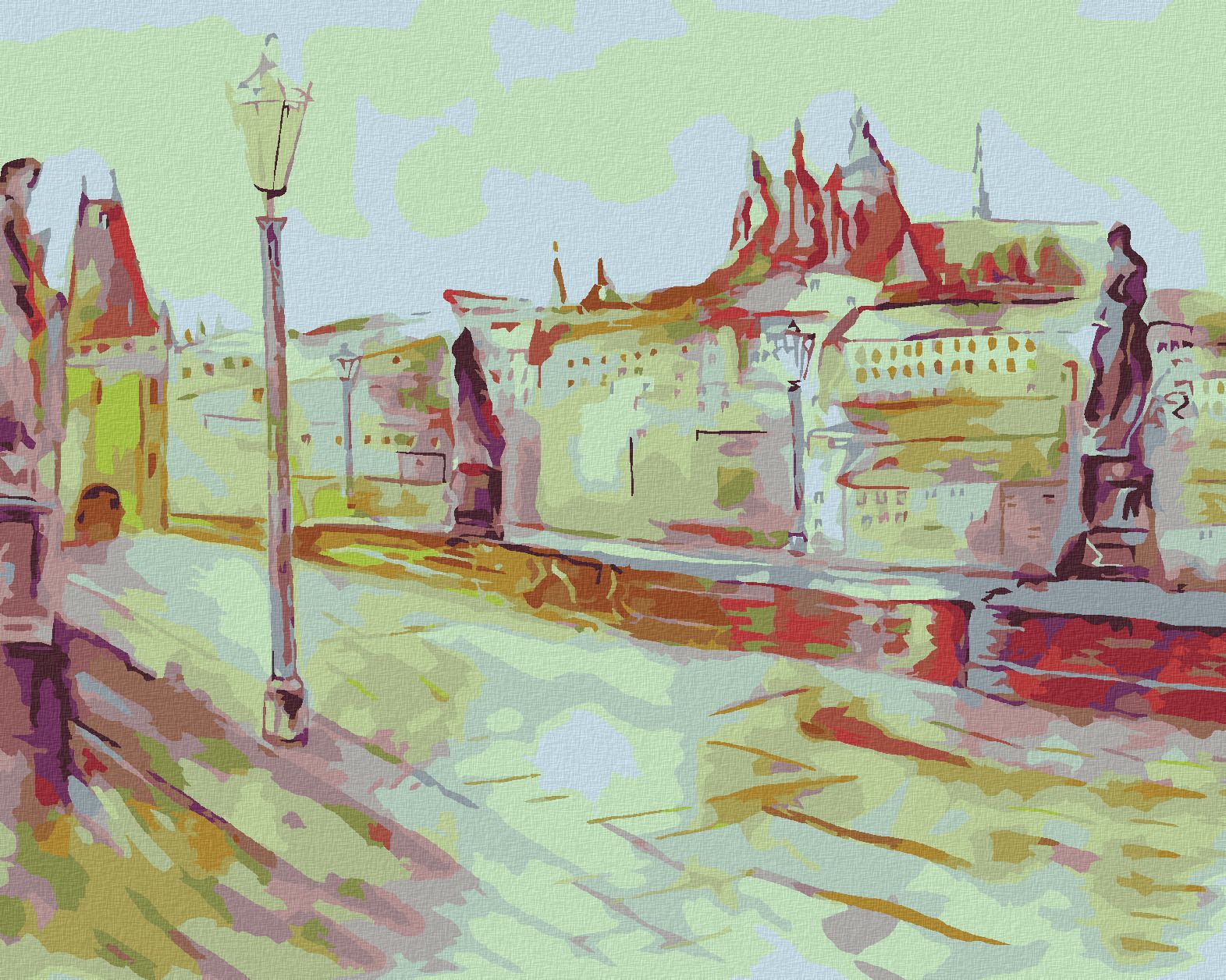 zuty Malování podle čísel - ABSTRAKTNÍ KARLŮV MOST - Rozměr: 40x50 cm, Rámování: Varianta: vypnuté plátno na rám - obrázek 1