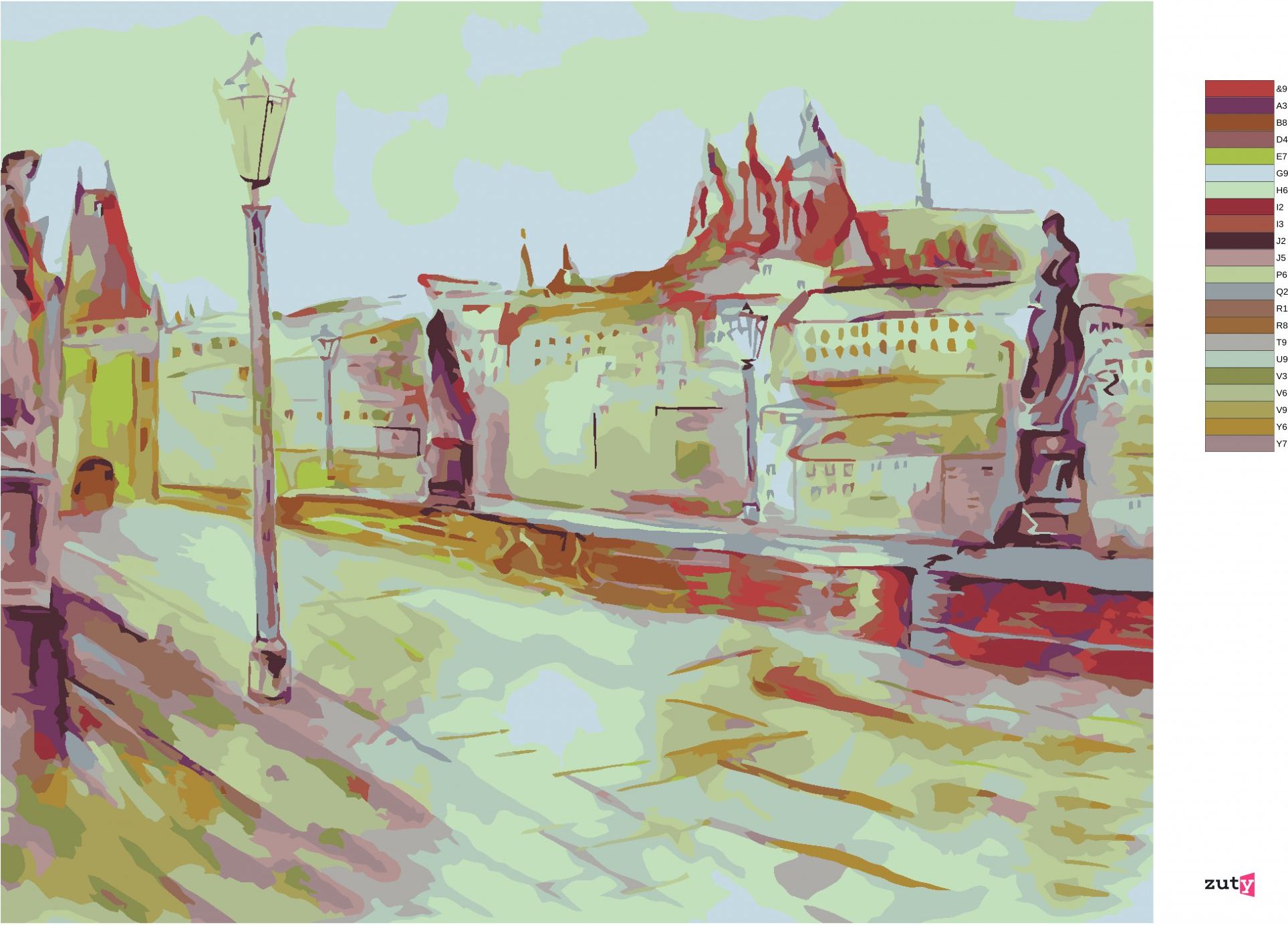 zuty Malování podle čísel - ABSTRAKTNÍ KARLŮV MOST - Rozměr: 40x50 cm, Rámování: Varianta: vypnuté plátno na rám - obrázek 7