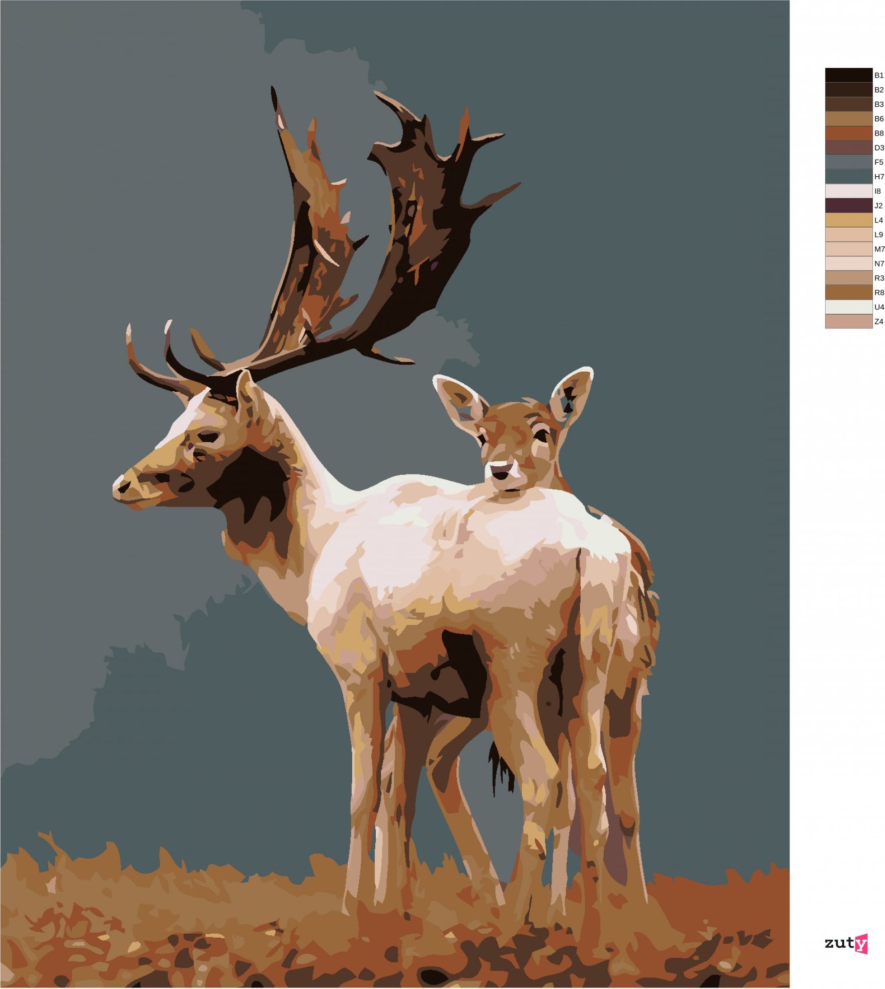 zuty Malování podle čísel - DANĚK S LANÍ - Rozměr: 40x50 cm, Rámování: Varianta: vypnuté plátno na rám - obrázek 2