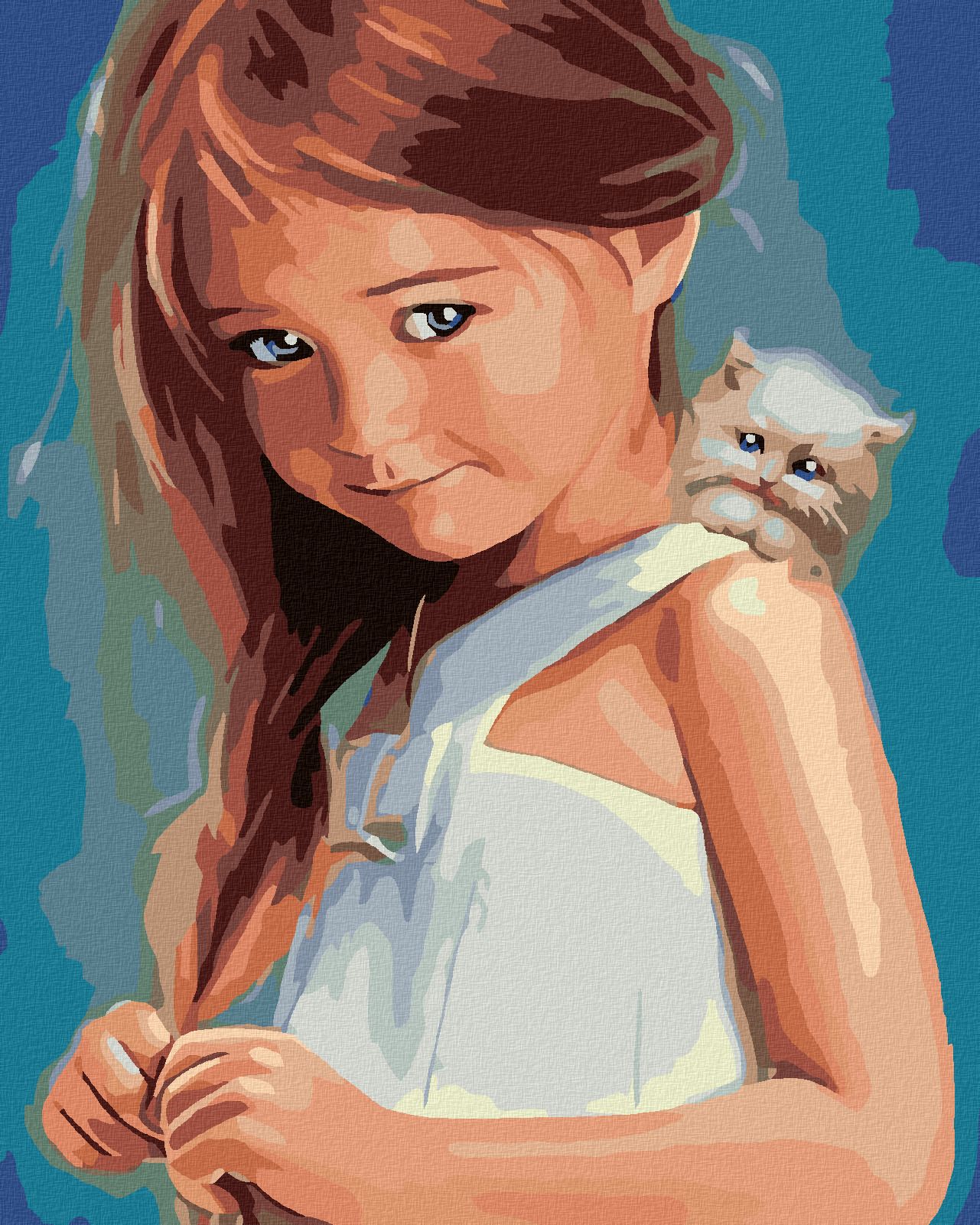 zuty Malování podle čísel - HOLČIČKA S KOŤÁTKEM - Rozměr: 40x50 cm, Rámování: Varianta: vypnuté plátno na rám - obrázek 1