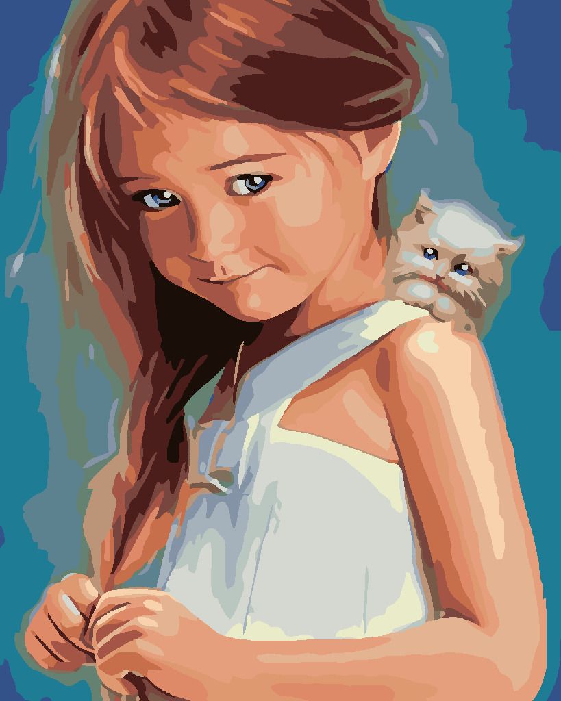 zuty Malování podle čísel - HOLČIČKA S KOŤÁTKEM - Rozměr: 40x50 cm, Rámování: Varianta: vypnuté plátno na rám - obrázek 5