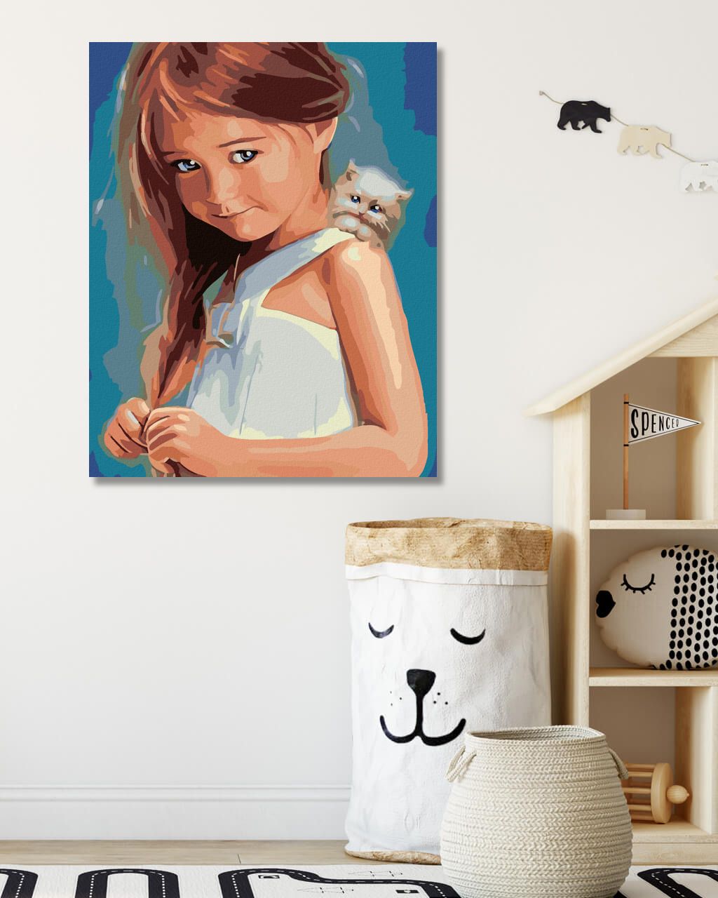 zuty Malování podle čísel - HOLČIČKA S KOŤÁTKEM - Rozměr: 40x50 cm, Rámování: Varianta: vypnuté plátno na rám - obrázek 6