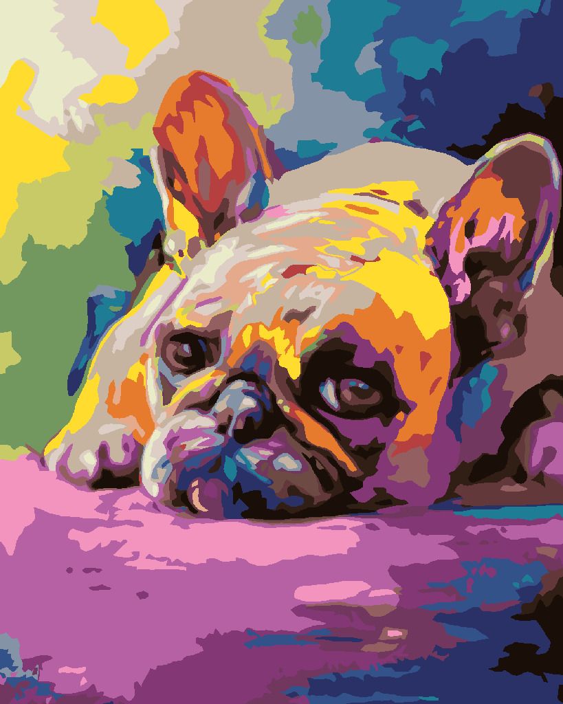 zuty Malování podle čísel - LEŽÍCÍ BULDOČEK - Rozměr: 40x50 cm, Rámování: Varianta: bez rámu a bez vypnutí plátna - obrázek 4