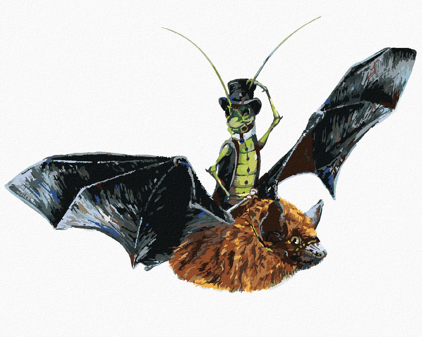 zuty Malování podle čísel - NETOPÝR A KOBYLKA (HOLLY SIMENTAL) - Rozměr: 40x50 cm, Rámování: Varianta: bez rámu a bez vypnutí plátna - obrázek 1
