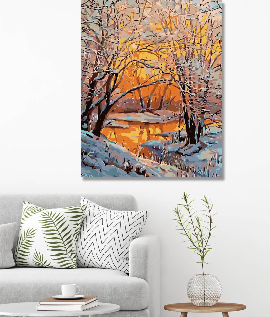 zuty Malování podle čísel - ZASNĚŽENÁ ŘEKA - Rozměr: 40x50 cm, Rámování: Varianta: vypnuté plátno na rám - obrázek 6