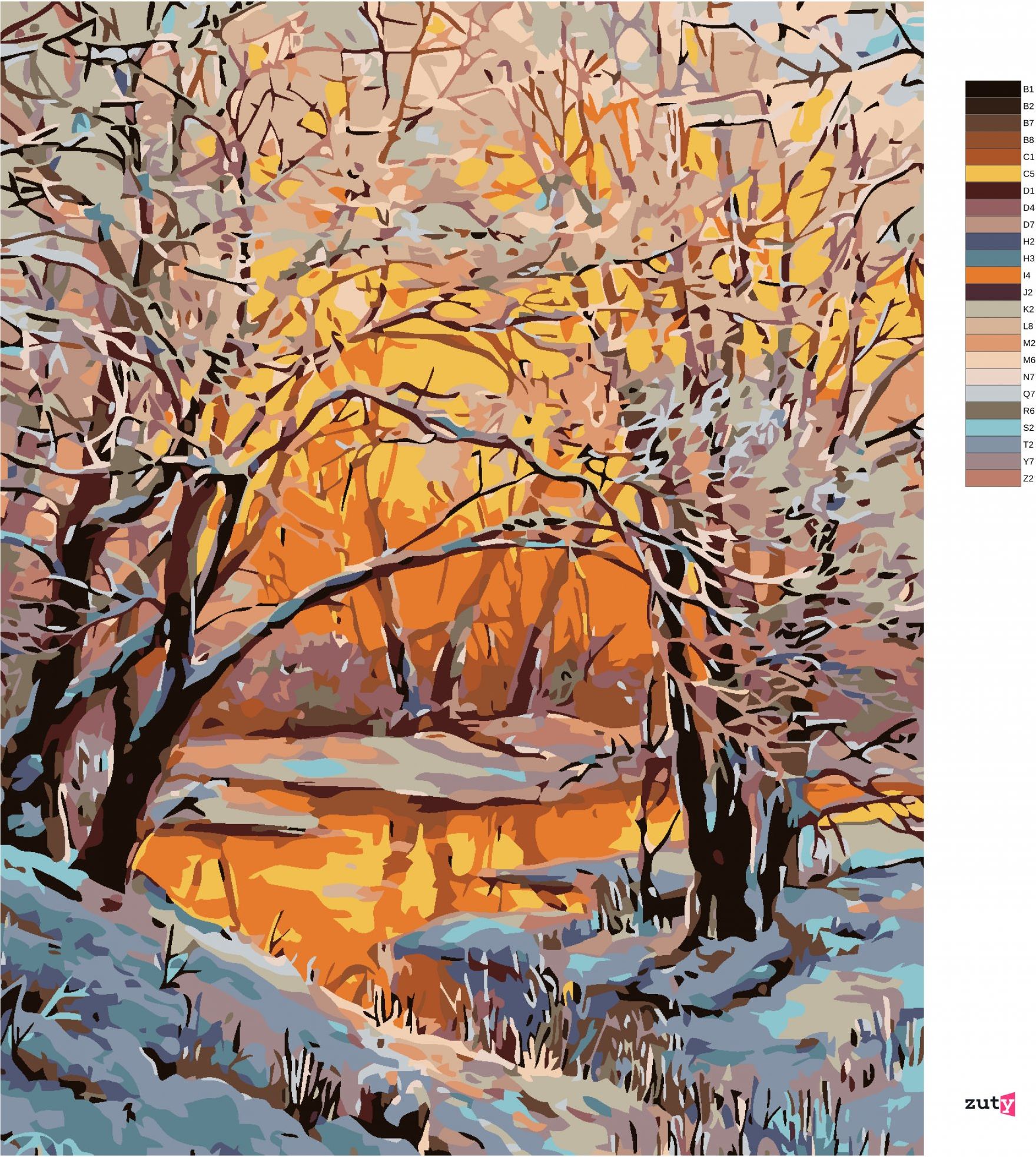 zuty Malování podle čísel - ZASNĚŽENÁ ŘEKA - Rozměr: 40x50 cm, Rámování: Varianta: vypnuté plátno na rám - obrázek 9