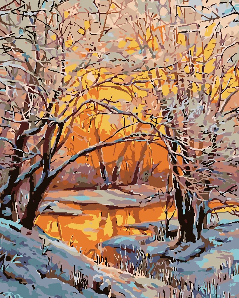 zuty Malování podle čísel - ZASNĚŽENÁ ŘEKA - Rozměr: 40x50 cm, Rámování: Varianta: vypnuté plátno na rám - obrázek 10