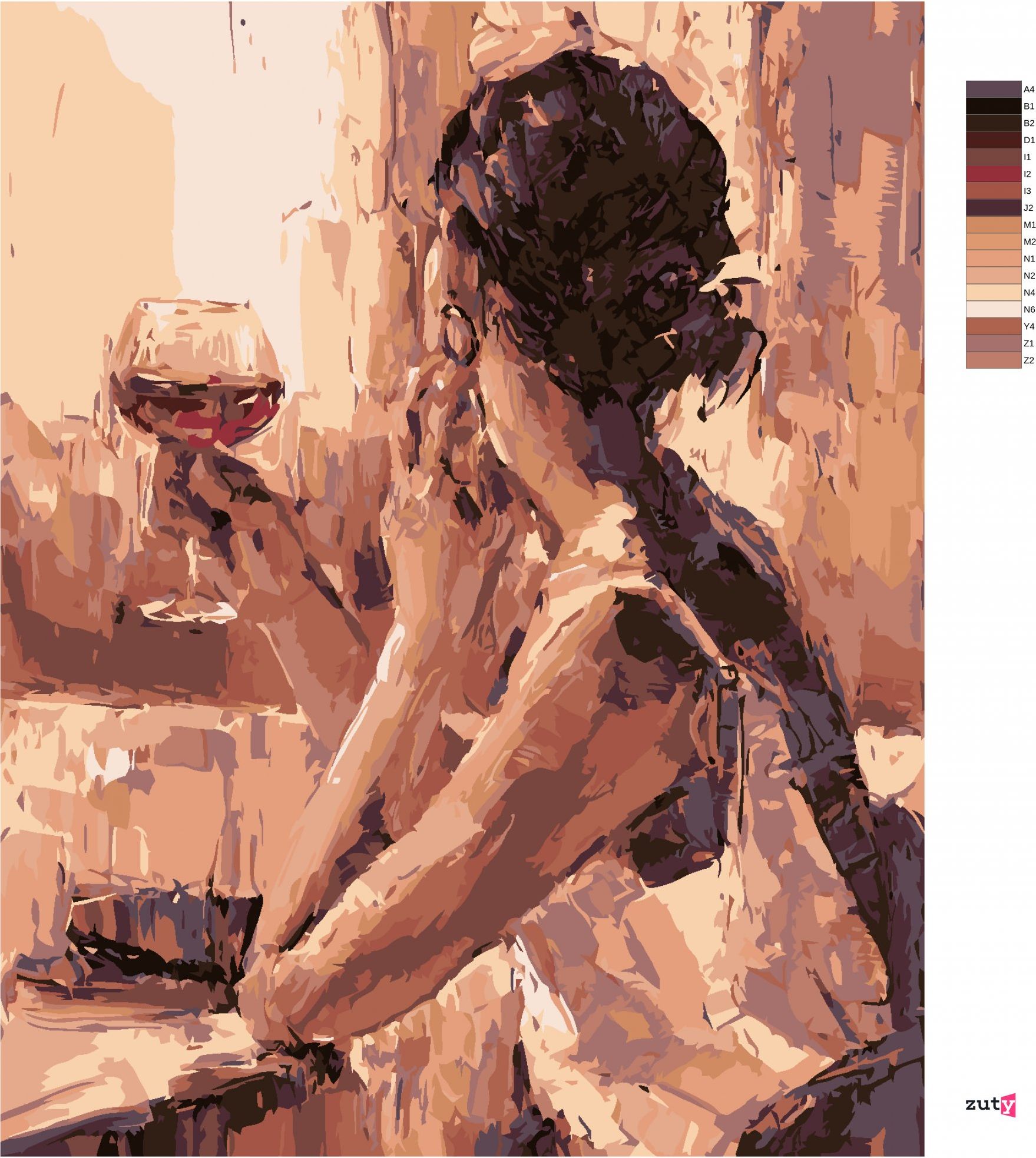 zuty Malování podle čísel - ŽENA SE SKLENICÍ VÍNA - Rozměr: 40x50 cm, Rámování: Varianta: vypnuté plátno na rám - obrázek 5