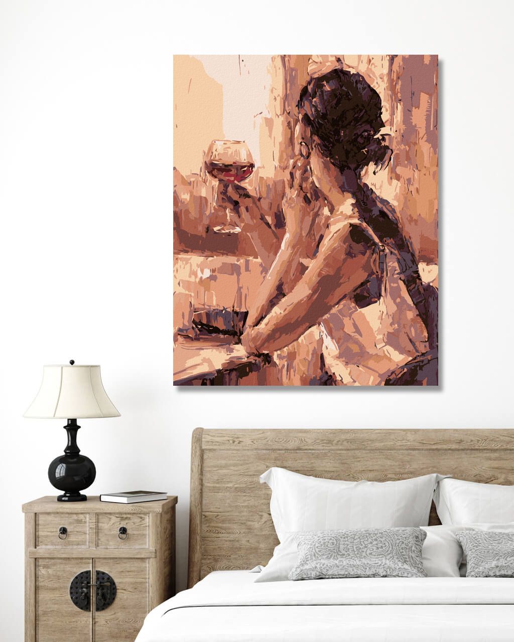 zuty Malování podle čísel - ŽENA SE SKLENICÍ VÍNA - Rozměr: 40x50 cm, Rámování: Varianta: vypnuté plátno na rám - obrázek 6