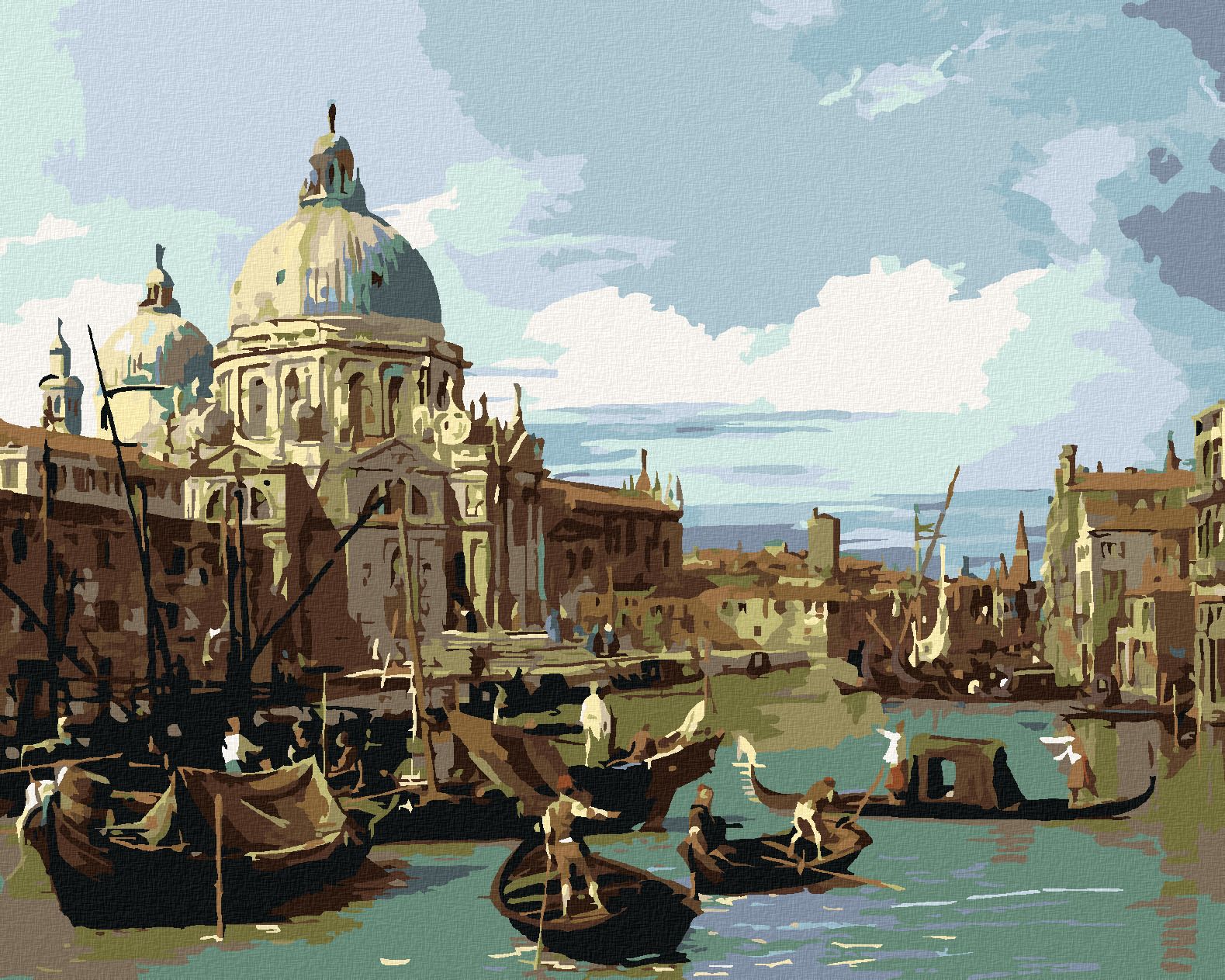 zuty Malování podle čísel - VSTUP DO CANAL GRANDE V BENÁTKÁCH (CANALETTO) - Rozměr: 40x50 cm, Rámování: Varianta: vypnuté plátno na rám - obrázek 1