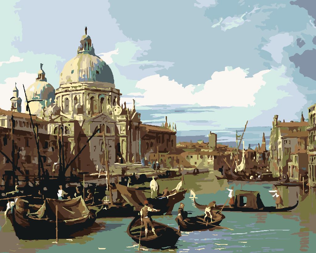zuty Malování podle čísel - VSTUP DO CANAL GRANDE V BENÁTKÁCH (CANALETTO) - Rozměr: 40x50 cm, Rámování: Varianta: vypnuté plátno na rám - obrázek 2
