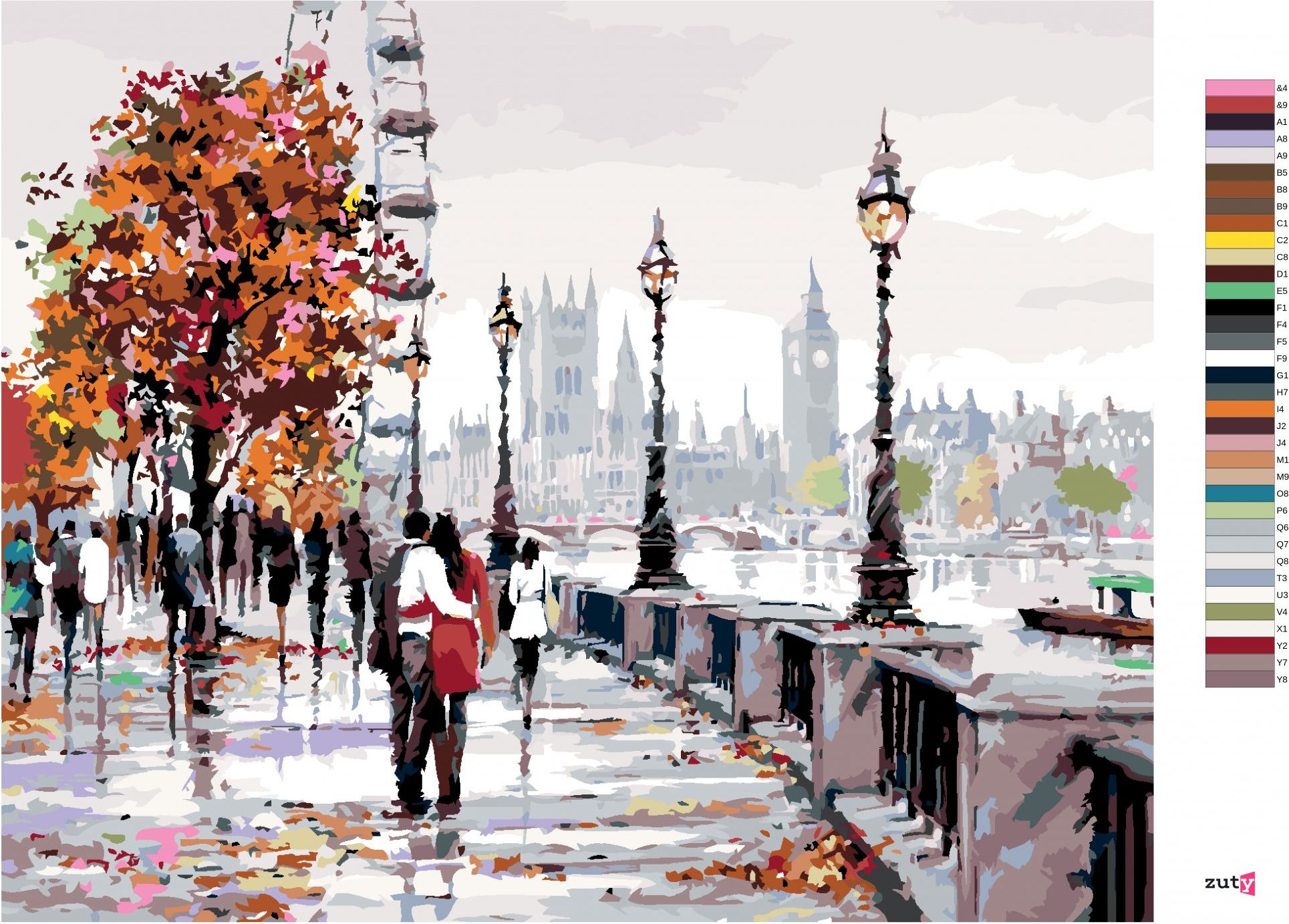 zuty Malování podle čísel - LONDÝNSKÉ OKO (RICHARD MACNEIL) - Rozměr: 40x50 cm, Rámování: Varianta: bez rámu a bez vypnutí plátna - obrázek 3