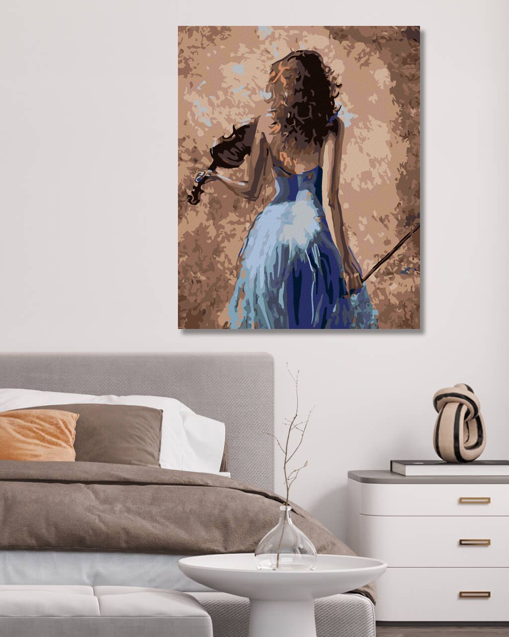 zuty Malování podle čísel - HOUSLISTKA V MODRÝCH ŠATECH - Rozměr: 40x50 cm, Rámování: Varianta: vypnuté plátno na rám - obrázek 8